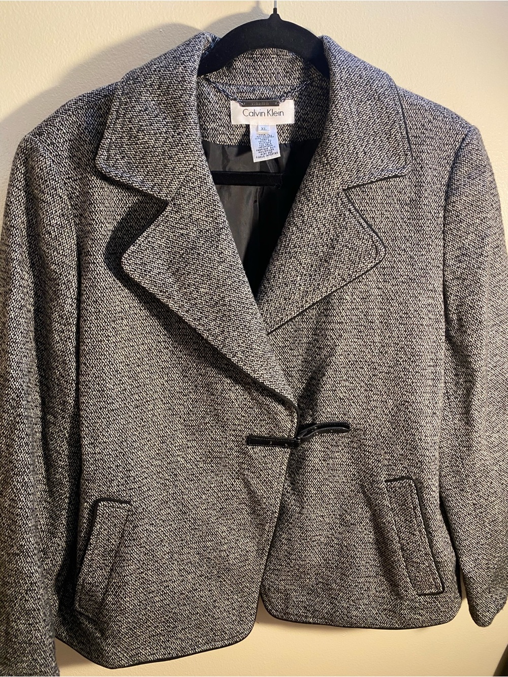 Calvin Klein Black and Gray Textured Women's Blazer